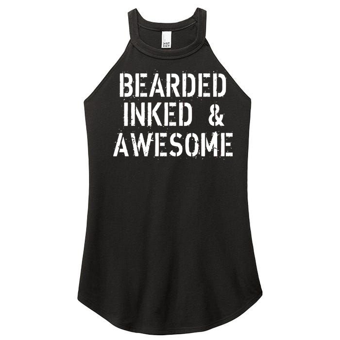 Bearded Inked & Awesome Beard Tattoo Logo Women's Perfect Tri Rocker Tank