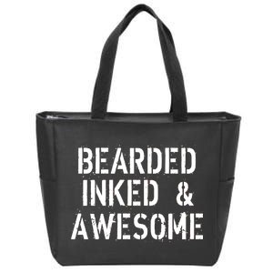 Bearded Inked & Awesome Beard Tattoo Logo Zip Tote Bag