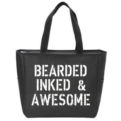 Bearded Inked & Awesome Beard Tattoo Logo Zip Tote Bag