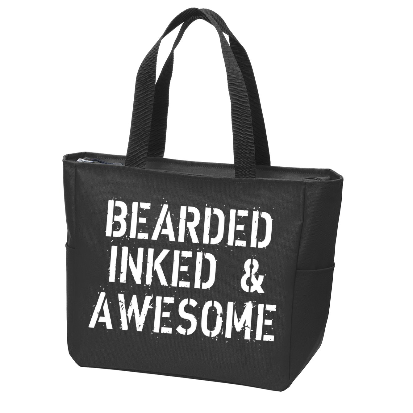 Bearded Inked & Awesome Beard Tattoo Logo Zip Tote Bag