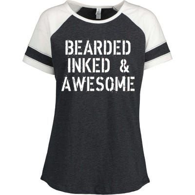 Bearded Inked & Awesome Beard Tattoo Logo Enza Ladies Jersey Colorblock Tee