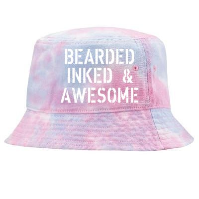 Bearded Inked & Awesome Beard Tattoo Logo Tie-Dyed Bucket Hat