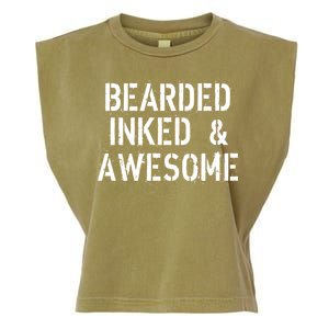 Bearded Inked & Awesome Beard Tattoo Logo Garment-Dyed Women's Muscle Tee