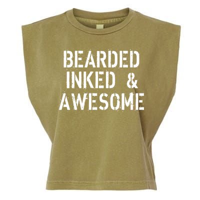 Bearded Inked & Awesome Beard Tattoo Logo Garment-Dyed Women's Muscle Tee