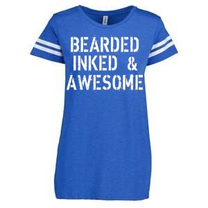 Bearded Inked & Awesome Beard Tattoo Logo Enza Ladies Jersey Football T-Shirt