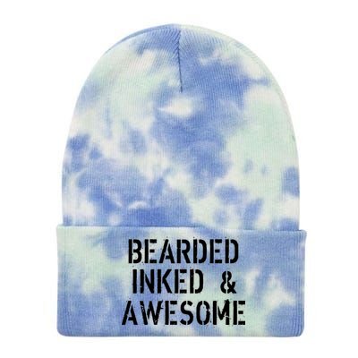 Bearded Inked & Awesome Beard Tattoo Logo Tie Dye 12in Knit Beanie