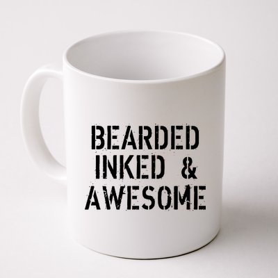 Bearded Inked & Awesome Beard Tattoo Logo Coffee Mug