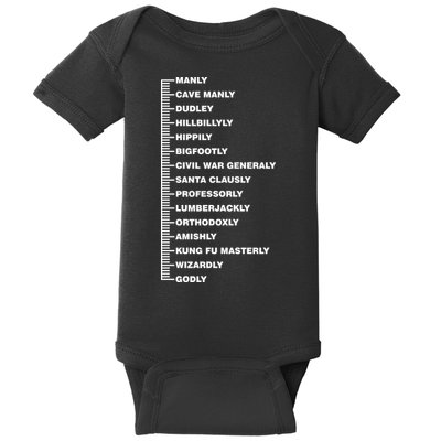 Beardly Manly Beard Growth Chart Baby Bodysuit