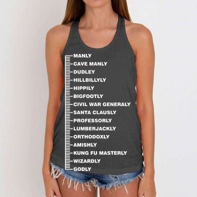 Beardly Manly Beard Growth Chart Women's Knotted Racerback Tank