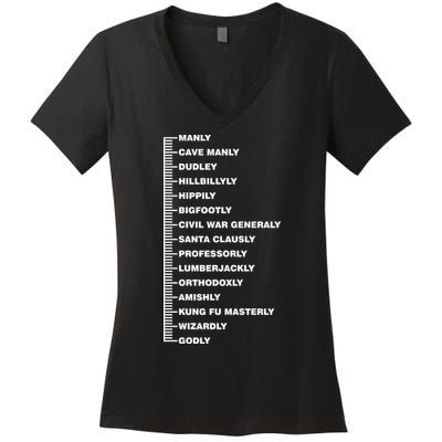 Beardly Manly Beard Growth Chart Women's V-Neck T-Shirt