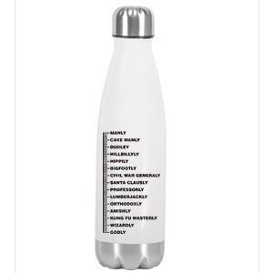 Beardly Manly Beard Growth Chart Stainless Steel Insulated Water Bottle