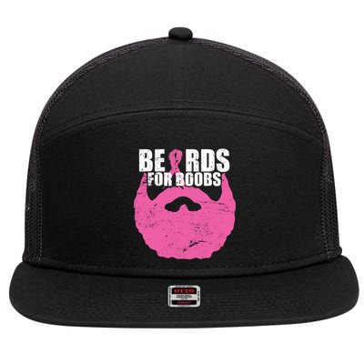 Beards For Boobs Breast Cancer 7 Panel Mesh Trucker Snapback Hat