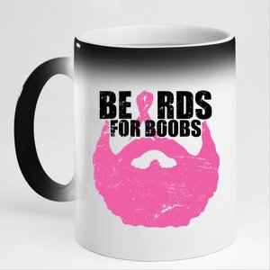 Beards For Boobs Breast Cancer 11oz Black Color Changing Mug