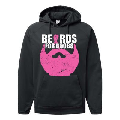 Beards For Boobs Breast Cancer Performance Fleece Hoodie