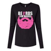 Beards For Boobs Breast Cancer Womens Cotton Relaxed Long Sleeve T-Shirt