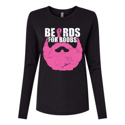 Beards For Boobs Breast Cancer Womens Cotton Relaxed Long Sleeve T-Shirt