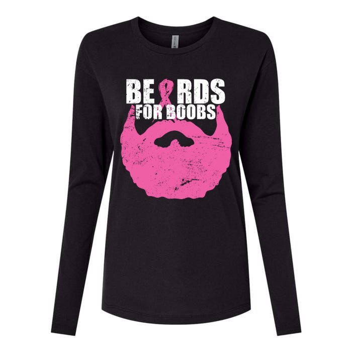 Beards For Boobs Breast Cancer Womens Cotton Relaxed Long Sleeve T-Shirt