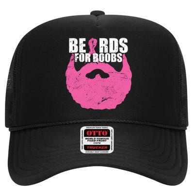 Beards For Boobs Breast Cancer High Crown Mesh Back Trucker Hat