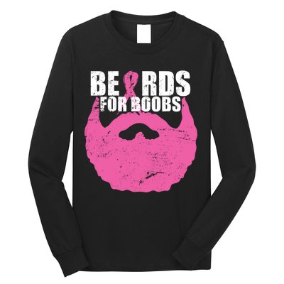 Beards For Boobs Breast Cancer Long Sleeve Shirt