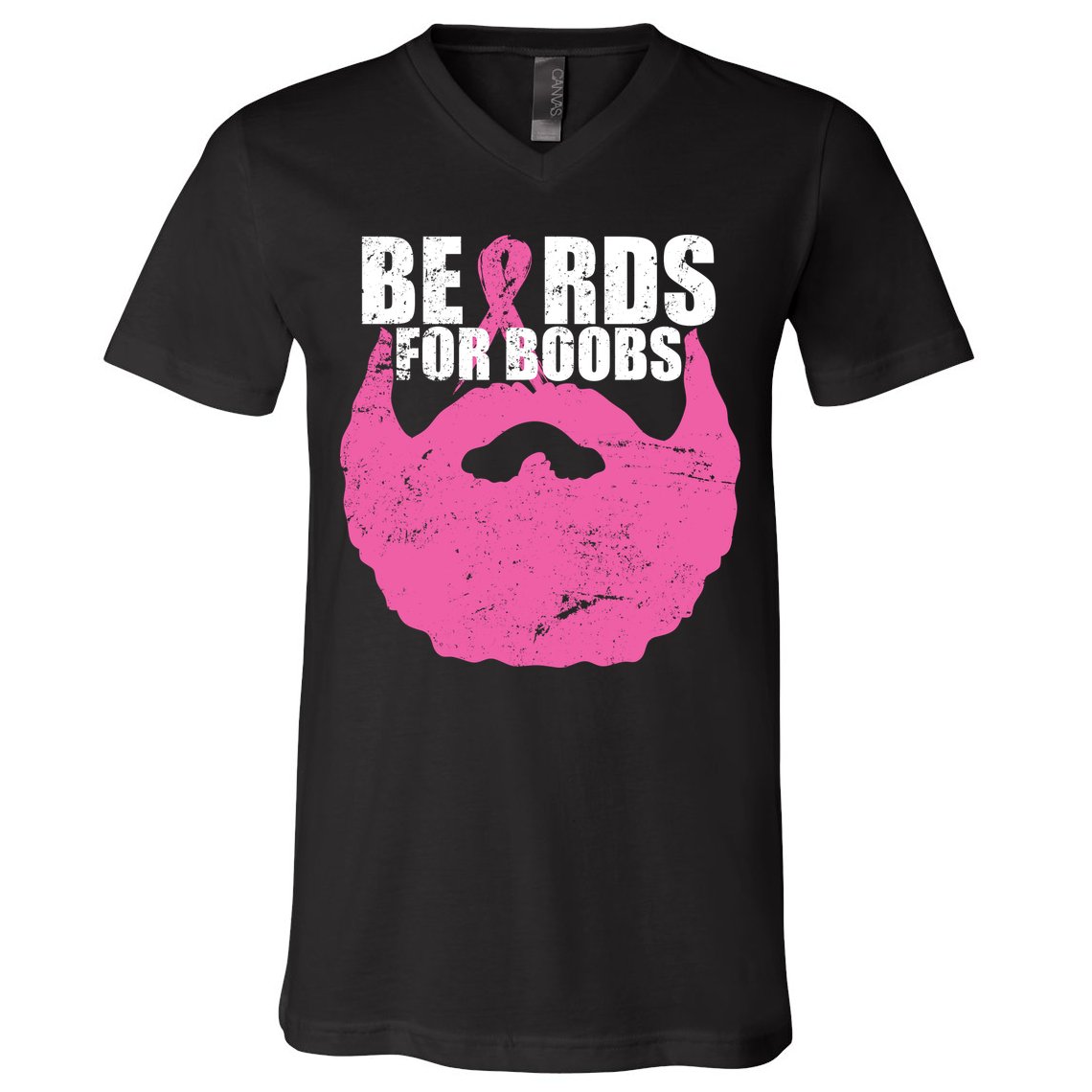 Beards For Boobs Breast Cancer V-Neck T-Shirt