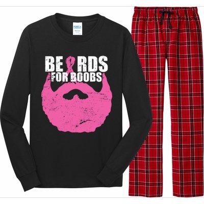 Beards For Boobs Breast Cancer Long Sleeve Pajama Set