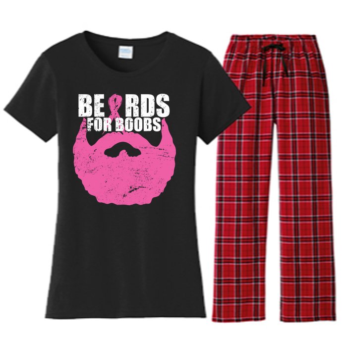 Beards For Boobs Breast Cancer Women's Flannel Pajama Set