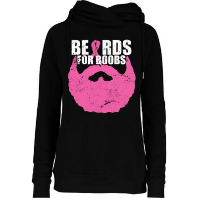 Beards For Boobs Breast Cancer Womens Funnel Neck Pullover Hood