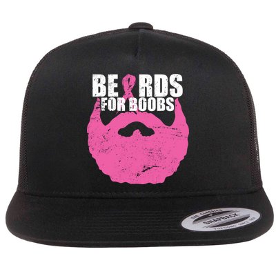 Beards For Boobs Breast Cancer Flat Bill Trucker Hat