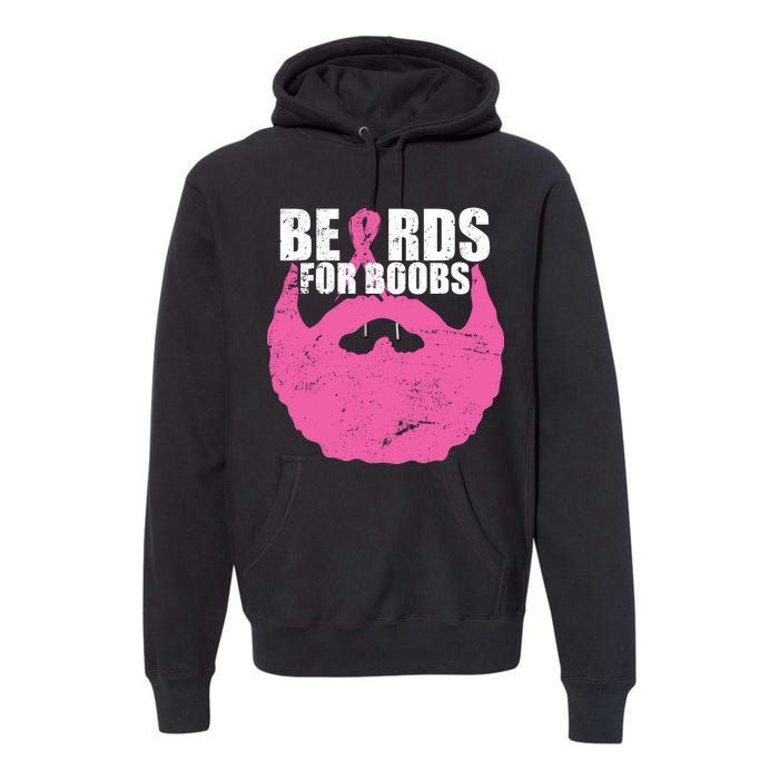 Beards For Boobs Breast Cancer Premium Hoodie