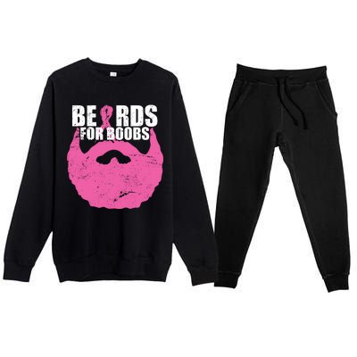 Beards For Boobs Breast Cancer Premium Crewneck Sweatsuit Set