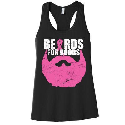 Beards For Boobs Breast Cancer Women's Racerback Tank