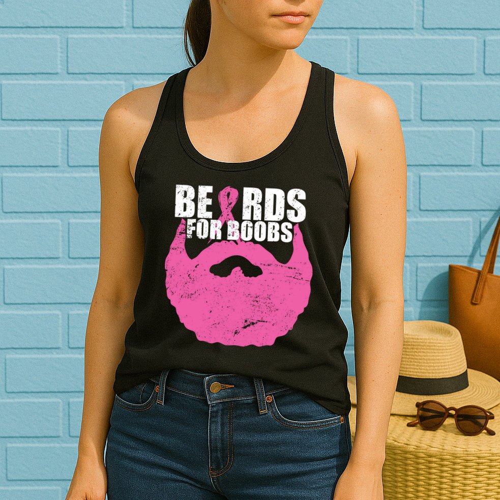 Beards For Boobs Breast Cancer Womens Tank Top