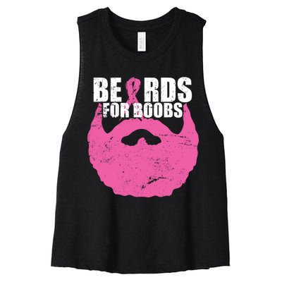 Beards For Boobs Breast Cancer Women's Racerback Cropped Tank