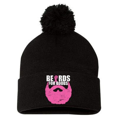 Beards For Boobs Breast Cancer Pom Pom 12in Knit Beanie