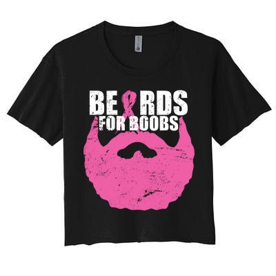 Beards For Boobs Breast Cancer Women's Crop Top Tee