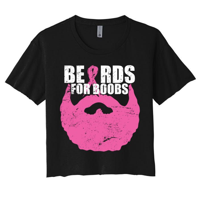 Beards For Boobs Breast Cancer Women's Crop Top Tee