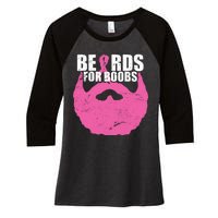 Beards For Boobs Breast Cancer Women's Tri-Blend 3/4-Sleeve Raglan Shirt