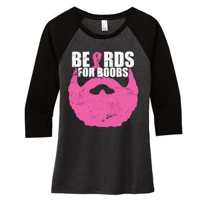 Beards For Boobs Breast Cancer Women's Tri-Blend 3/4-Sleeve Raglan Shirt