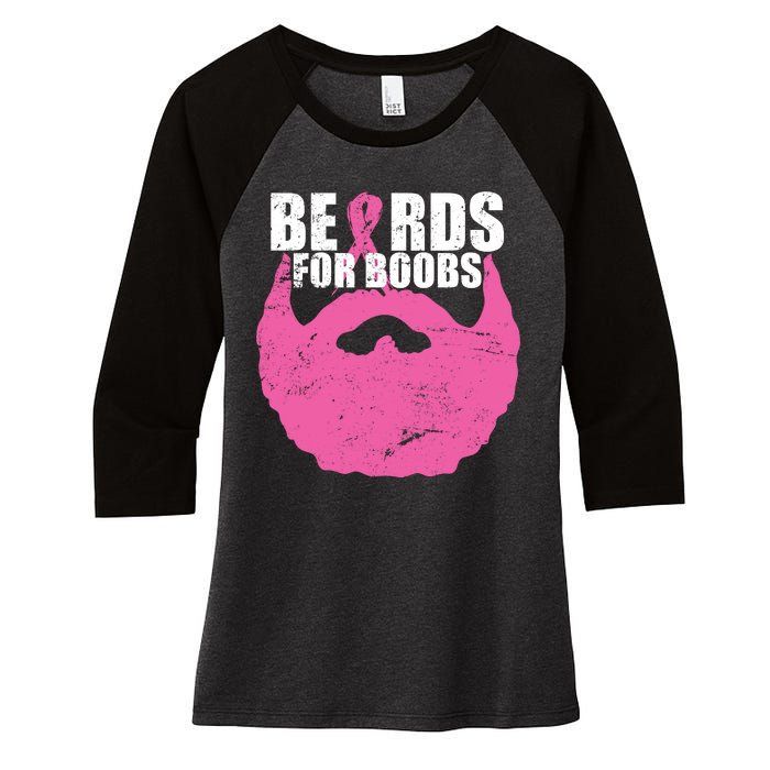 Beards For Boobs Breast Cancer Women's Tri-Blend 3/4-Sleeve Raglan Shirt