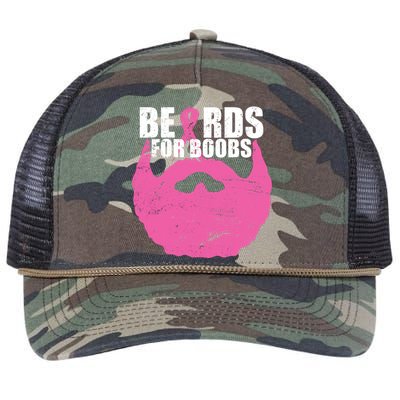 Beards For Boobs Breast Cancer Retro Rope Trucker Hat Cap