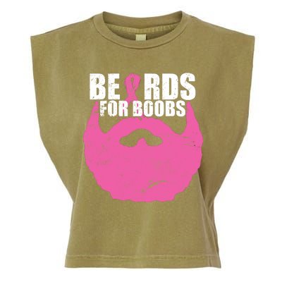 Beards For Boobs Breast Cancer Garment-Dyed Women's Muscle Tee