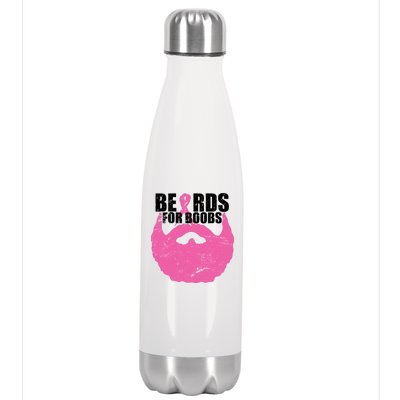 Beards For Boobs Breast Cancer Stainless Steel Insulated Water Bottle