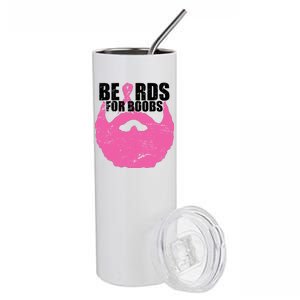 Beards For Boobs Breast Cancer Stainless Steel Tumbler