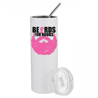 Beards For Boobs Breast Cancer Stainless Steel Tumbler