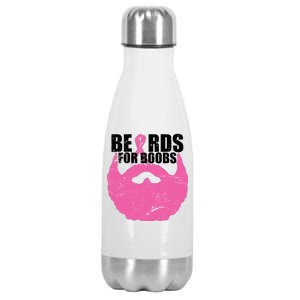 Beards For Boobs Breast Cancer Stainless Steel Insulated Water Bottle