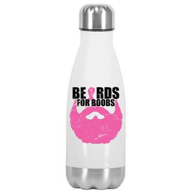 Beards For Boobs Breast Cancer Stainless Steel Insulated Water Bottle