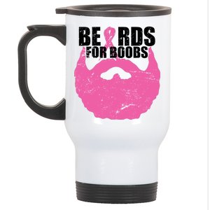 Beards For Boobs Breast Cancer Stainless Steel Travel Mug