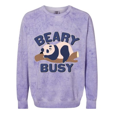 Beary Busy Cute Lazy Panda Colorblast Crewneck Sweatshirt