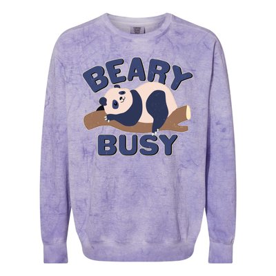 Beary Busy Cute Lazy Panda Colorblast Crewneck Sweatshirt