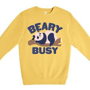 Beary Busy Cute Lazy Panda Premium Crewneck Sweatshirt